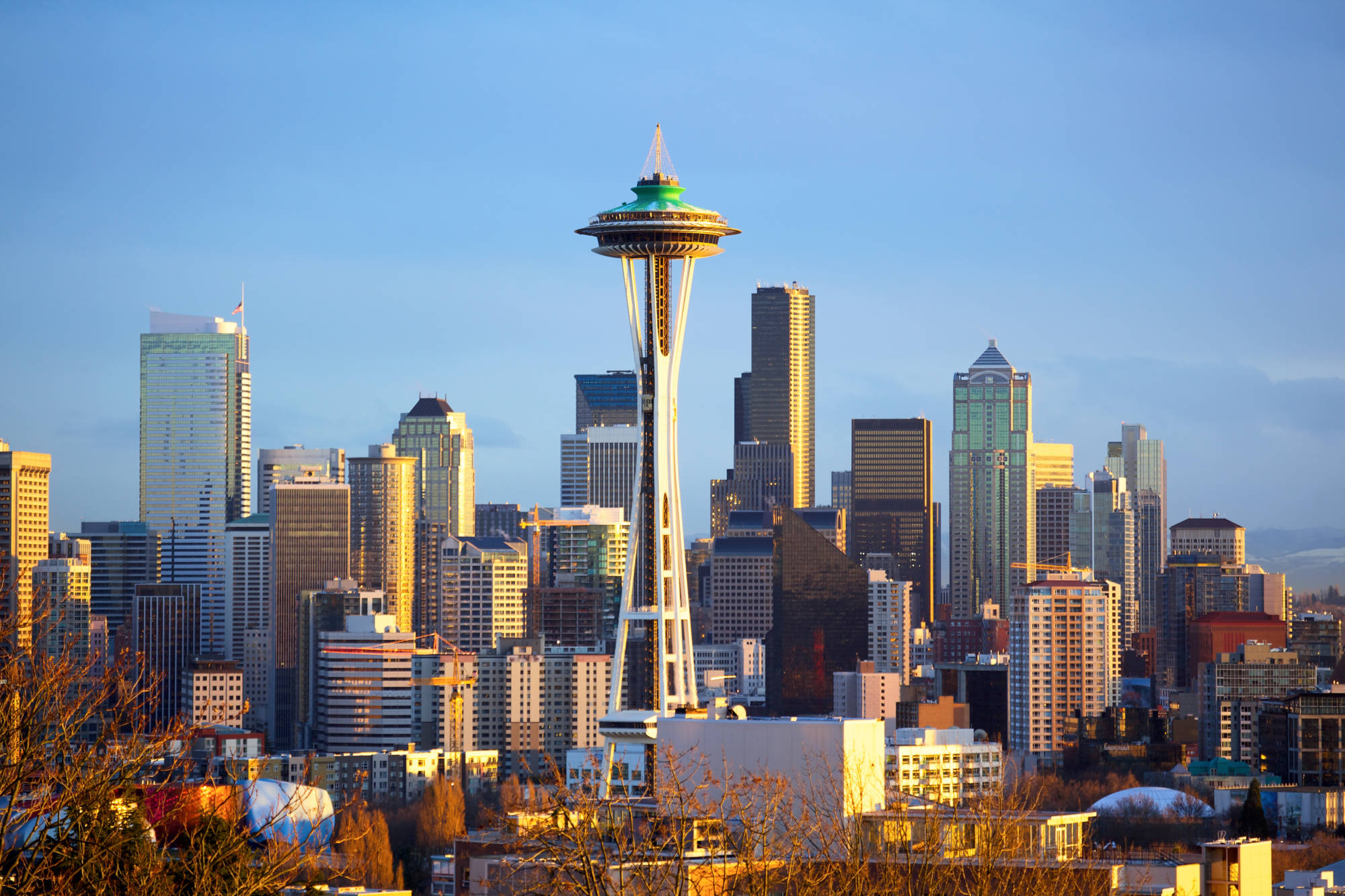 Photo of downtown Seattle and Space Needle.
