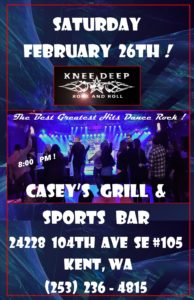 Knee Deep Band @Casey's Grill & Sports Bar in Kent 8pm